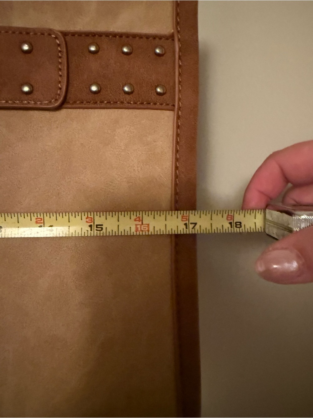 Wrangler Tan and Brown Studded Tote with Belt Accent - Picture 6 of 8